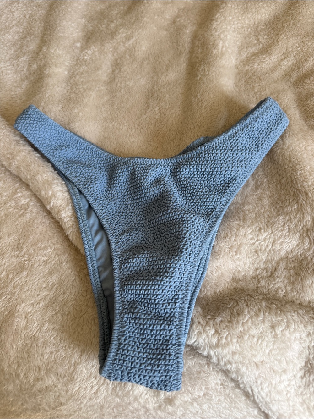 PacSun Light Blue Textured High-Cut Bikini Bottom